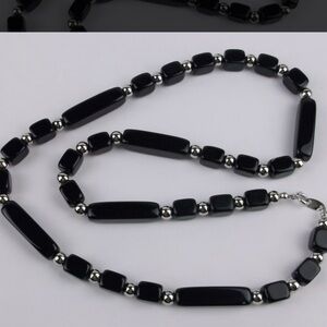 Vintage Trifari Black Lucite Necklace 24"